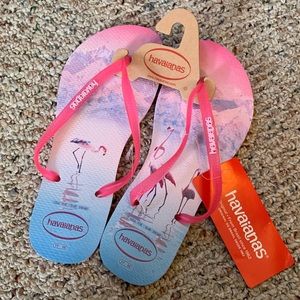 NWT Havaianas slim flamingo pink flip flops